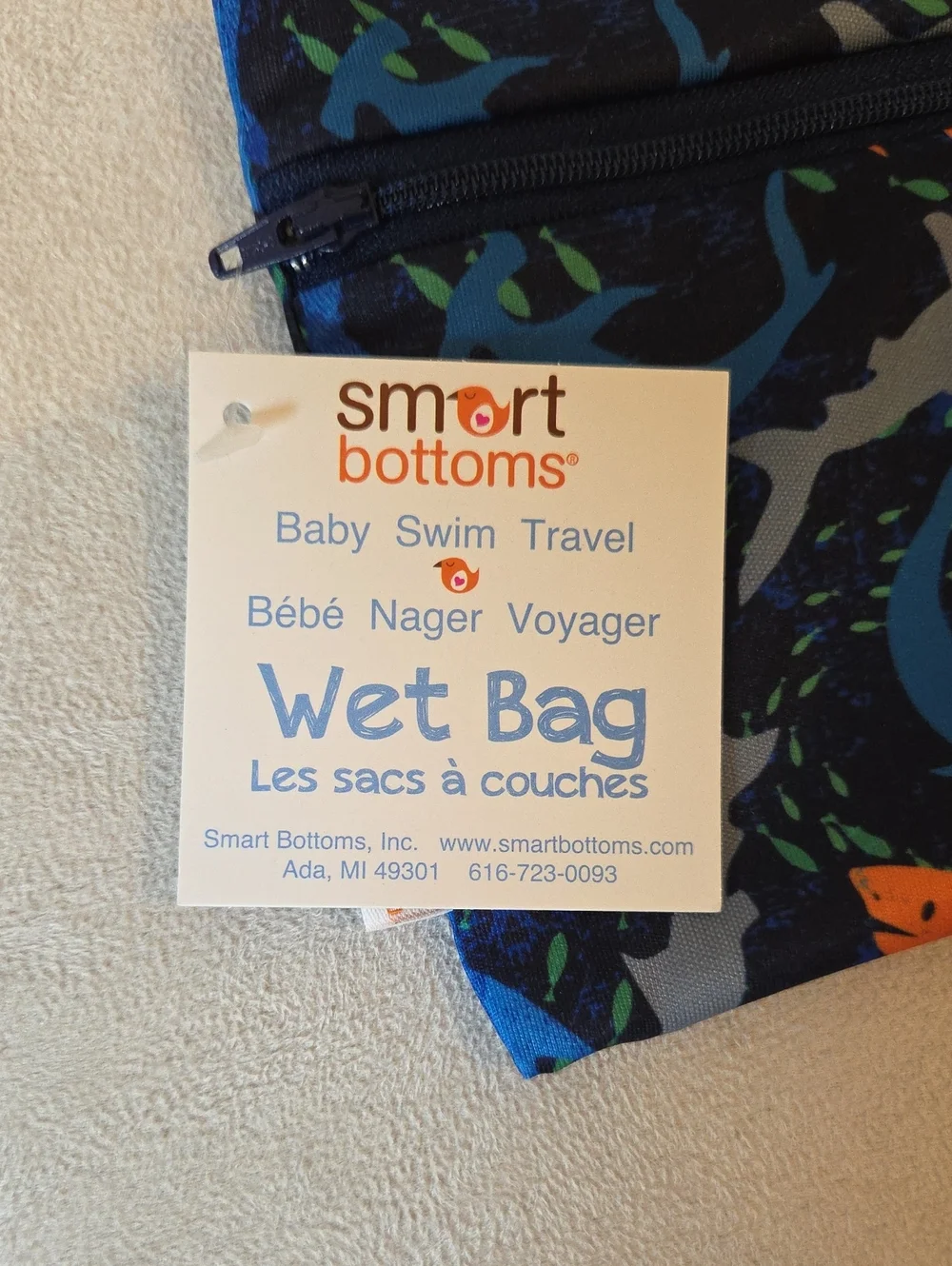 NWT Smart Bottoms Navy Ocean Print Kids Wet Bag